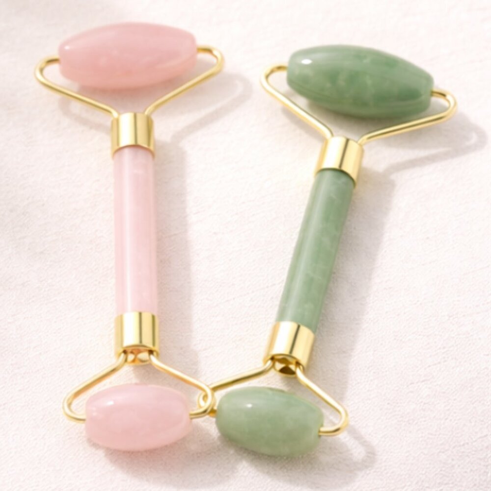 Rose Quartz & Jade Facial Roller‎ Gift Set | New in Box